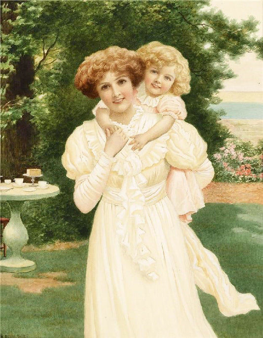Mother And Child In The Garden by Herbert Blande Sparks