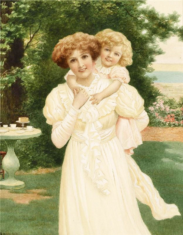 Mother And Child In The Garden by Herbert Blande Sparks