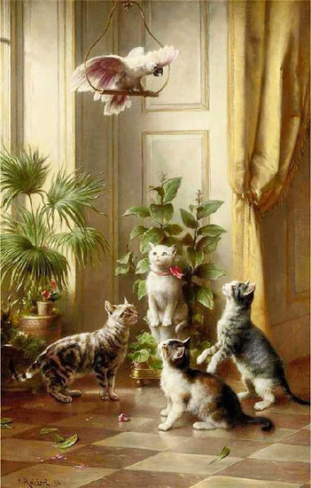 Cats And The Cockatoo by Carl Reichert