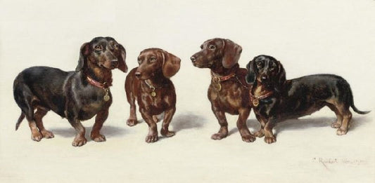 Four Dachshunds by Carl Reichert