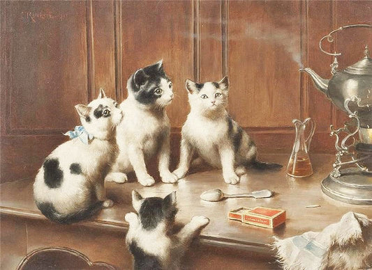 Kittens At Teatime by Carl Reichert