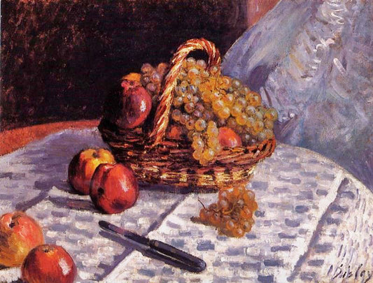 Still Life, Apples And Grapes by Alfred Sisle