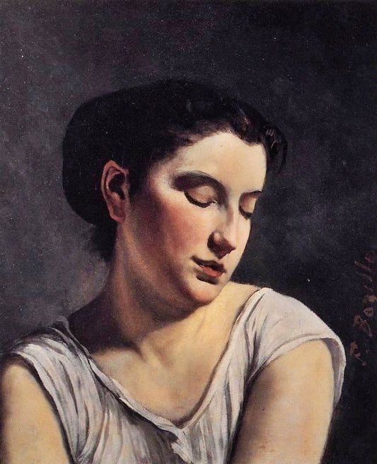 Young Woman With Lowered Eyes by Jean Frederic Bazille
