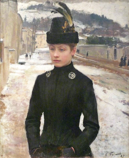 Young Woman Of Nancy In A Winter Landscape by Émile Friant