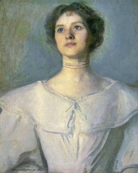 Portrait Of A Woman In A White Dress by Charles Courtney Curran