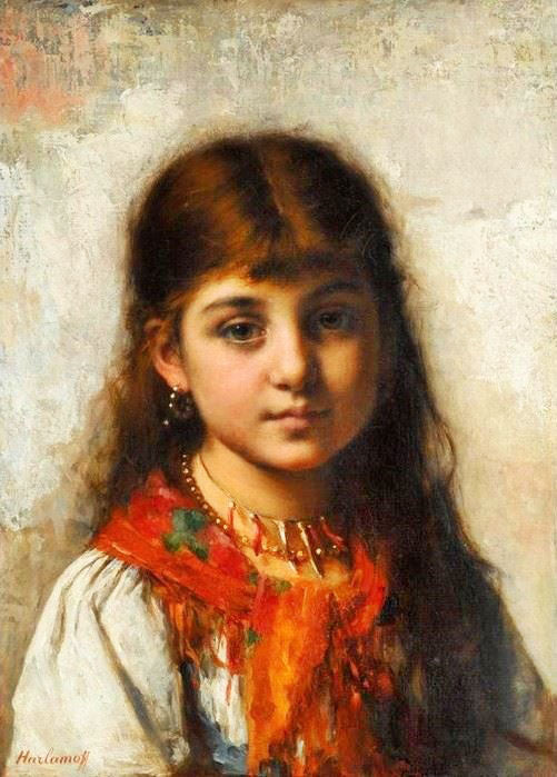 GIRL WITH CORAL NECKLACE AND SHAWL