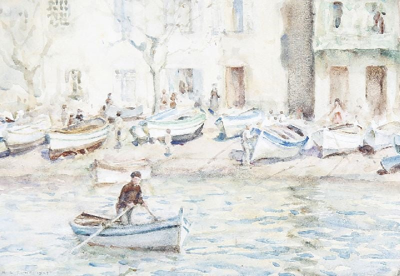 Boats At Cassis by Henry Scott Tuke