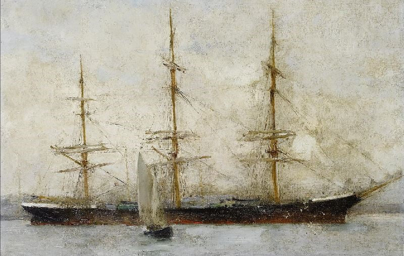 A Three-Masted Ship At Anchor by Henry Scott Tuke