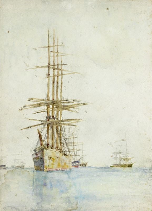 WINDJAMMERS LYING AT THEIR MOORINGS