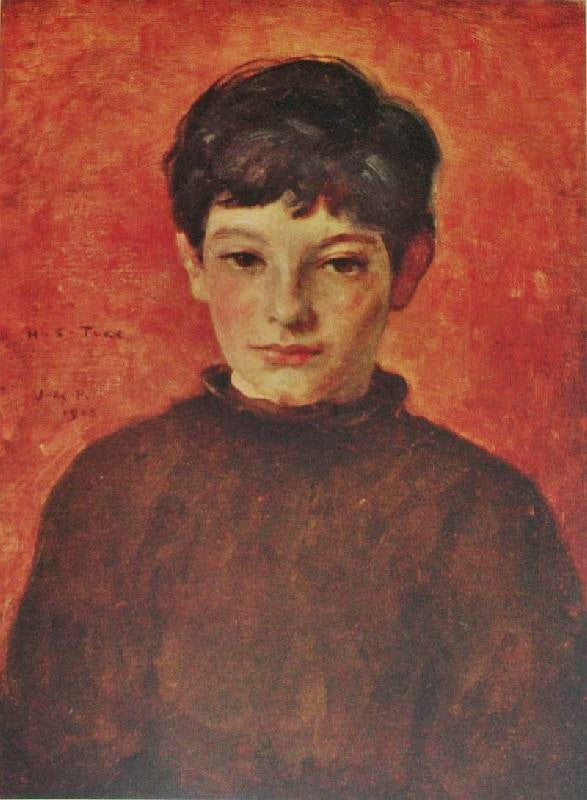 Boy Portrait In Red by Henry Scott Tuke