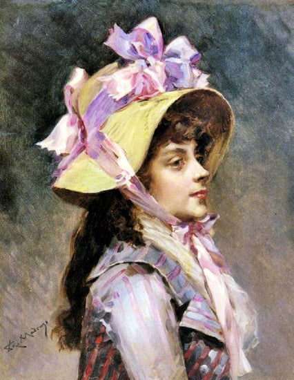Portrait Of A Lady In Pink Ribbons by Raimundo de Madrazo y Garreta