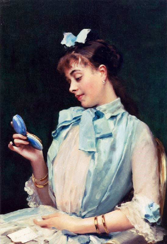 Portrait Of Aline Mason In Blue by Raimundo de Madrazo y Garreta