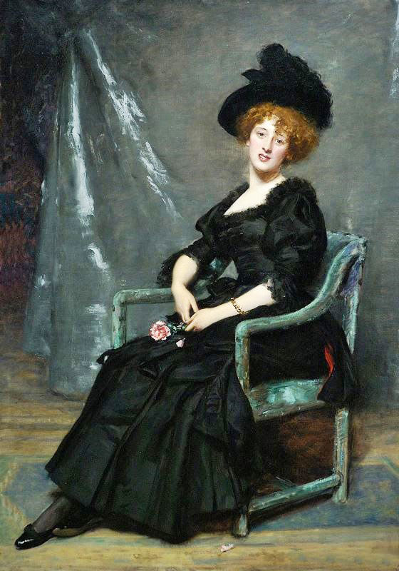 Portrait Of Lucy Lee Robbins by Charles Auguste Emile Carolus-Duran