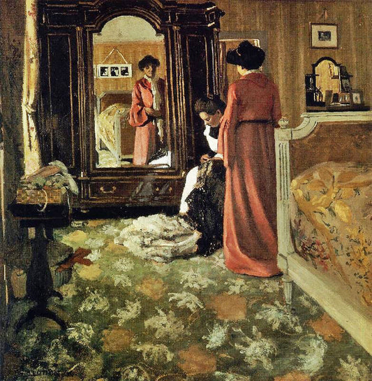 Interior, Bedroom With Two Figures by Felix Vallotton