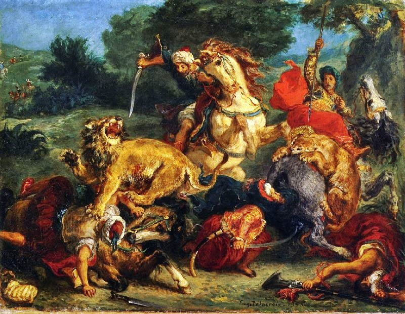 Lion Hunt by Eugène Delacroix