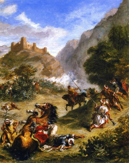 Arabs Skirmishing In The Mountains by Eugène Delacroix