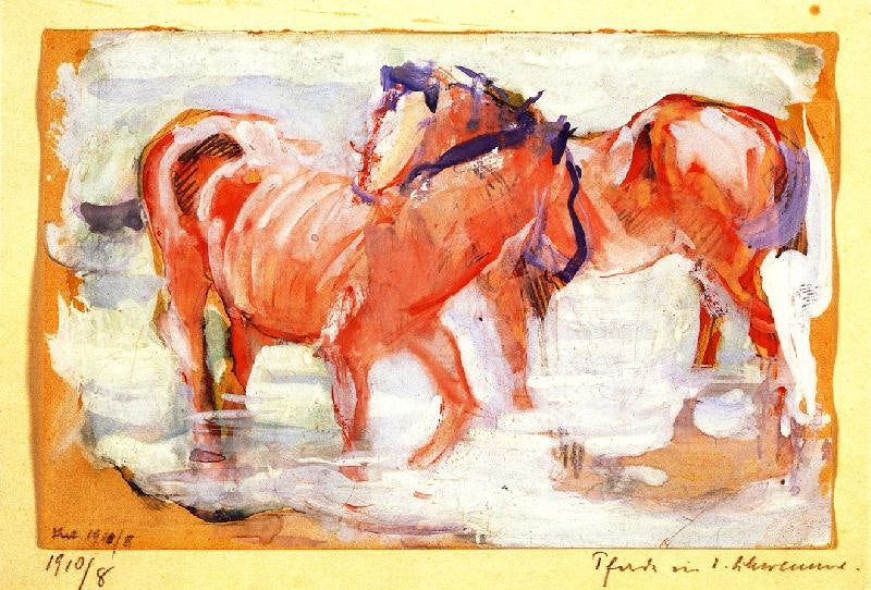 HORSES AT A WATERING PLACE
