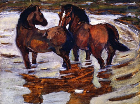 Two Horses At A Watering Place by Franz Marc