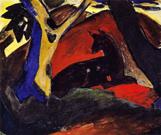 Crouching Deer by Franz Marc