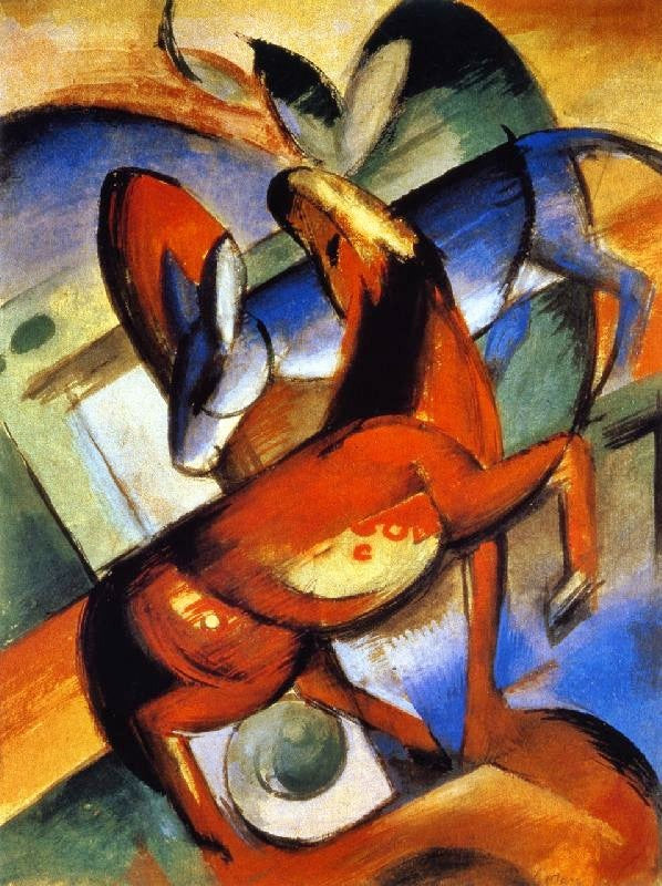 Horse And Donkey by Franz Marc