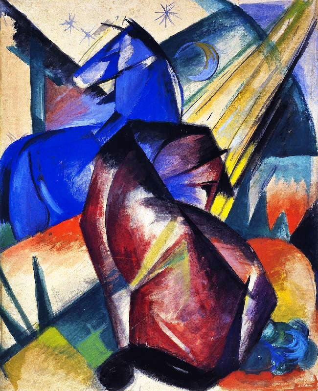 Two Horses, Red And Blue by Franz Marc