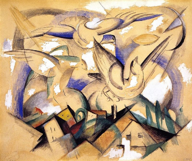 Birds Above The Village by Franz Marc