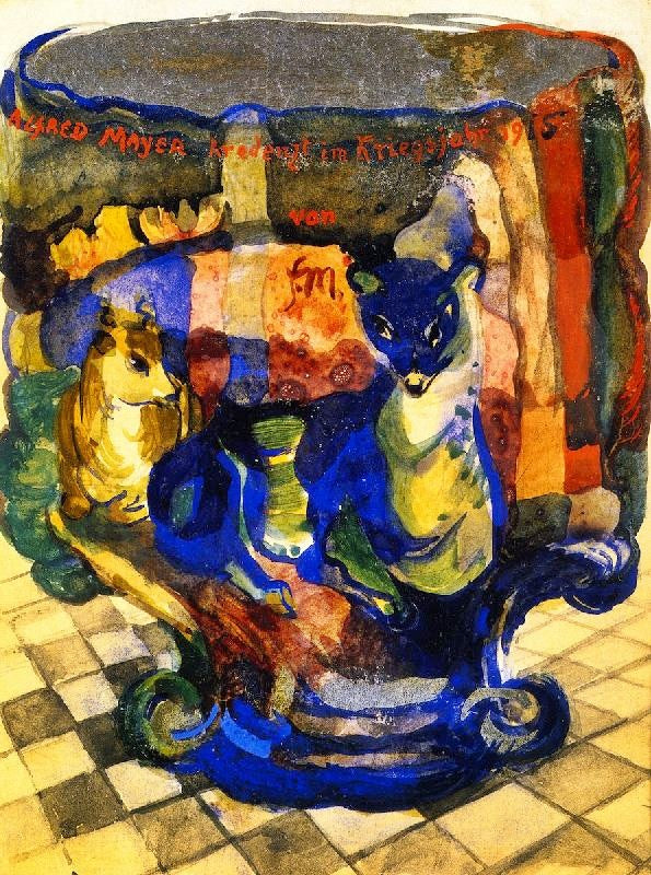 Goblet With Fox And Roebuck by Franz Marc
