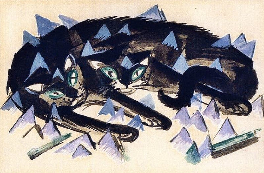 Two Reclining Black Cats by Franz Marc