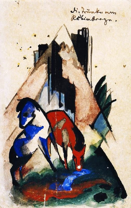 The Watering Place At The Ruby Mountain by Franz Marc