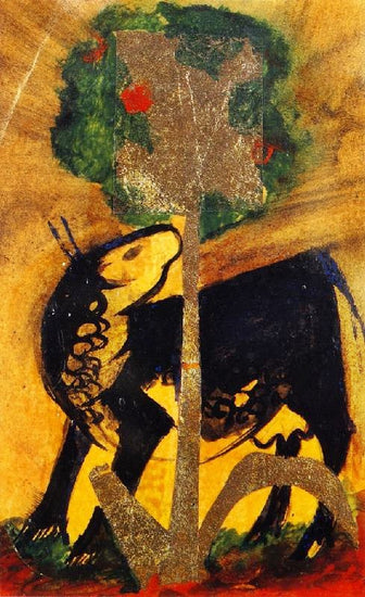 Black Cow Behind A Tree by Franz Marc