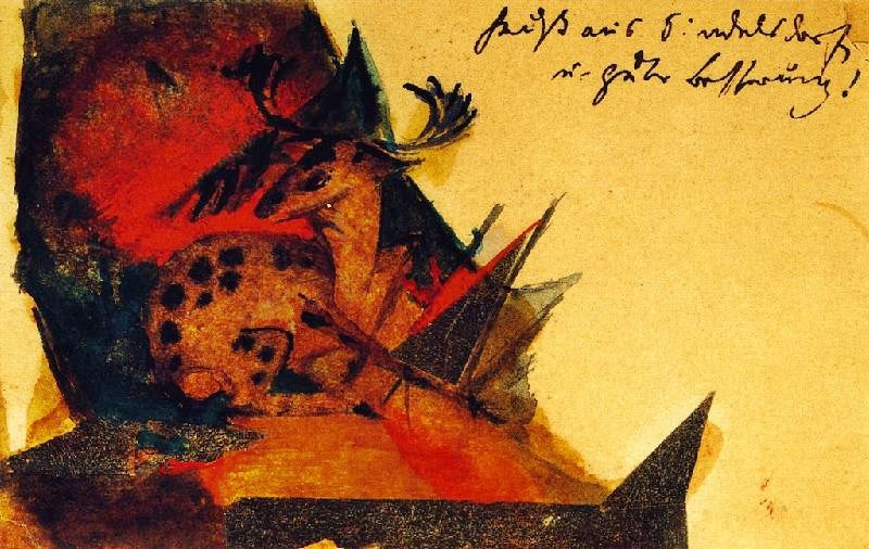 Lying Stag by Franz Marc