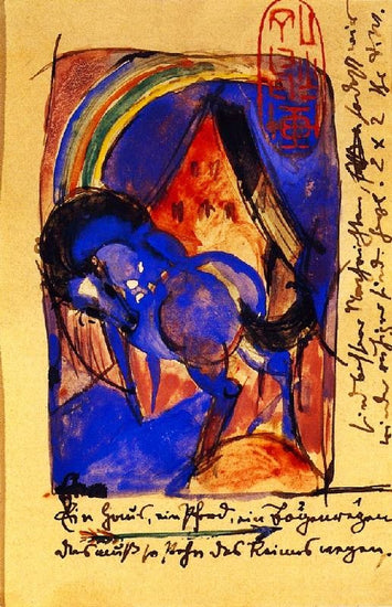 Horse And House With Rainbow by Franz Marc