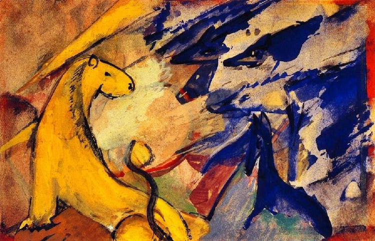 Yellow Lion, Blue Foxes, Blue Horse by Franz Marc
