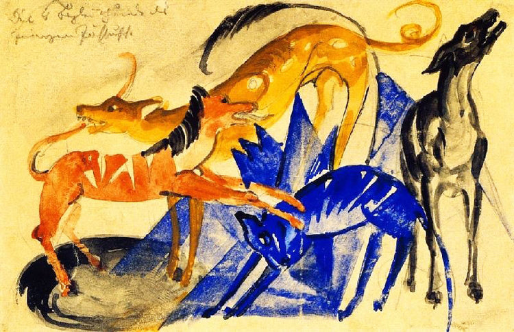 The Four Companion Dogs Of Prince Jussuff by Franz Marc