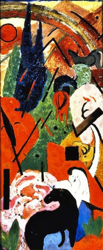 Landscape With Animals And Rainbow by Franz Marc