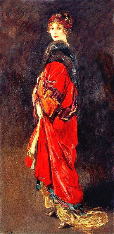 Hazel In Rose And Gold by Sir John Lavery R.A.
