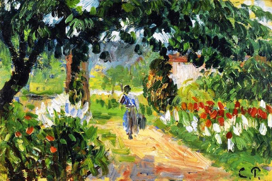 The Alley Of The Garden At Eragny (Sketch) by Camille Pissarro