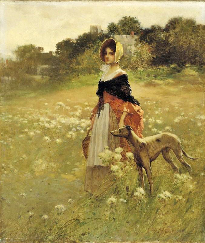 Young Girl And Dog by Edward Percy Moran