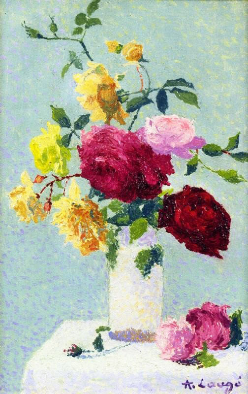 Bouquet Of Roses In A Vase by Achille Laugé