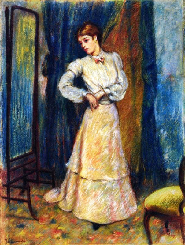 WOMAN ADJUSTING HER SKIRT
