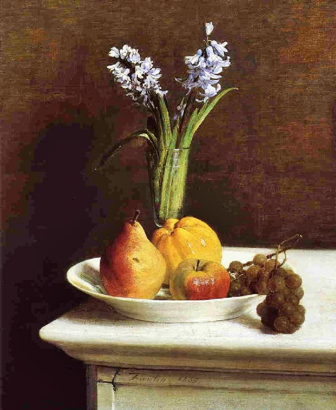Still Life: Hyacinths And Fruit by Henri Fantin-Latour