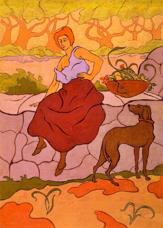 Woman With A Dog Wearing A Collar by Paul Ranson