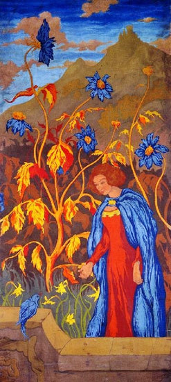 Woman And Blue Bird by Paul Ranson