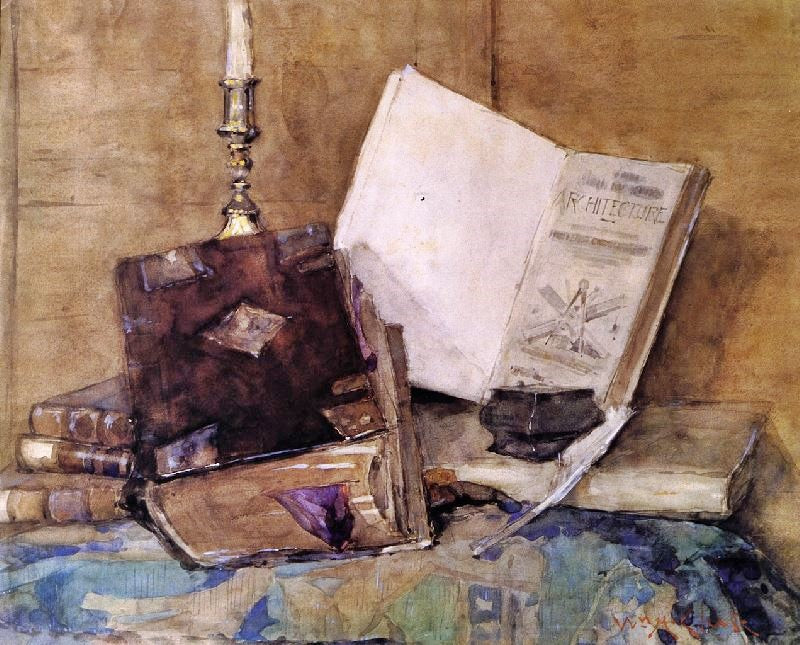 Books And Candle by William Merritt Chase