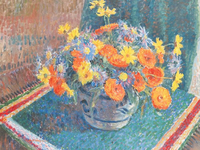 A Still Life Of Summer Flowers In A Pottery Bowl On A Table by James Bolivar Manson