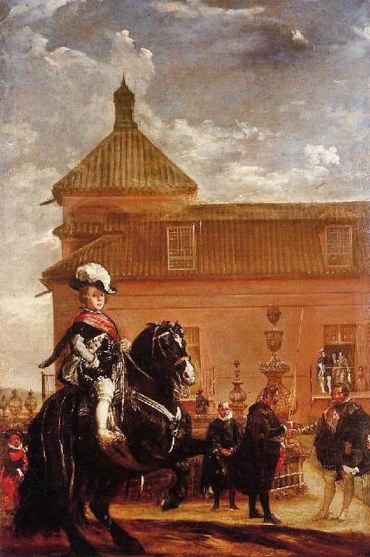 Prince Baltasar Carlos With The Count-Duke Of Olivares At The Royal Mews by Diego Velázquez
