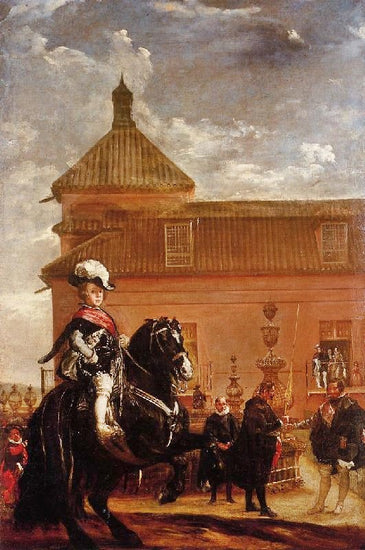 Prince Baltasar Carlos With The Count-Duke Of Olivares At The Royal Mews by Diego Velázquez