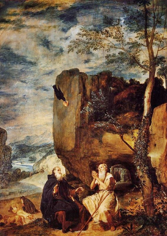 Saint Anthony Abbot And Saint Paul The First Hermit by Diego Velázquez