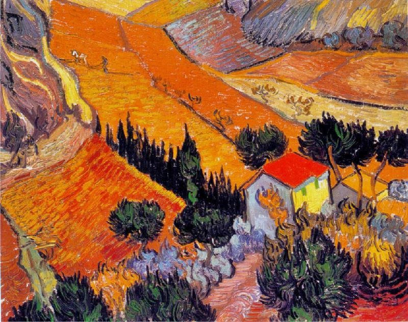 LANDSCAPE WITH HOUSES AND PLOUGHMAN