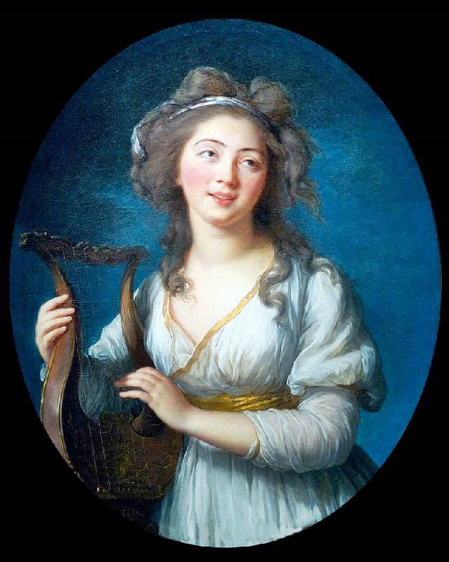 Woman Playing A Lyre by Élisabeth Vigée-Lebrun